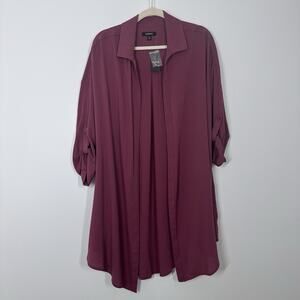 NEW Torrid Womens 0 L Purple Open Front Roll Tab Longline Lightweight Cardigan
